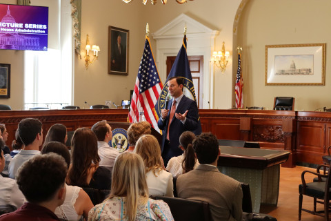 Rep. Goldman talking with Interns